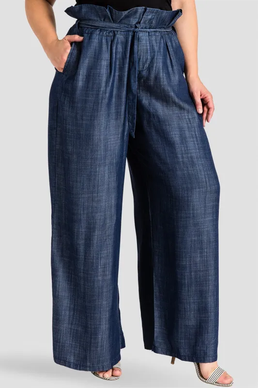 Plus Size Cleo Indigo Tencel Denim Palazzo Pants made by Standards and Practices