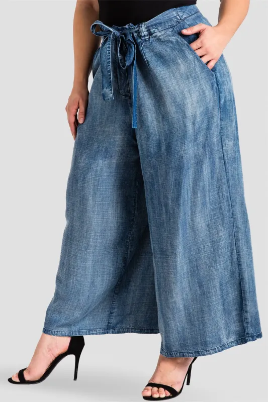 Plus Size Sophi Tencel Denim Cropped Palazzo Pants sold by Standards and Practices