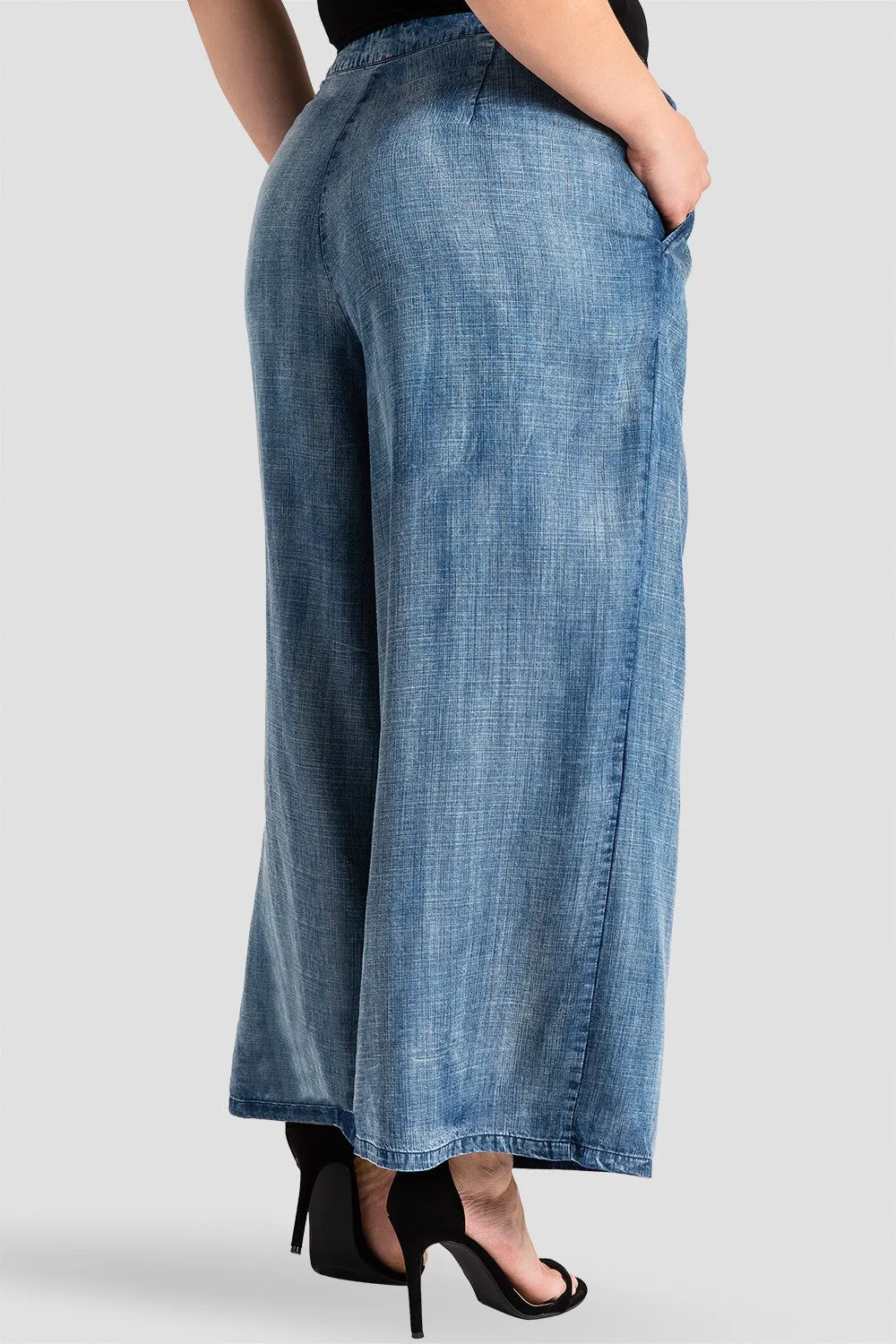Plus Size Sophi Tencel Denim Cropped Palazzo Pants sold by Standards and Practices product image thumbnail 3
