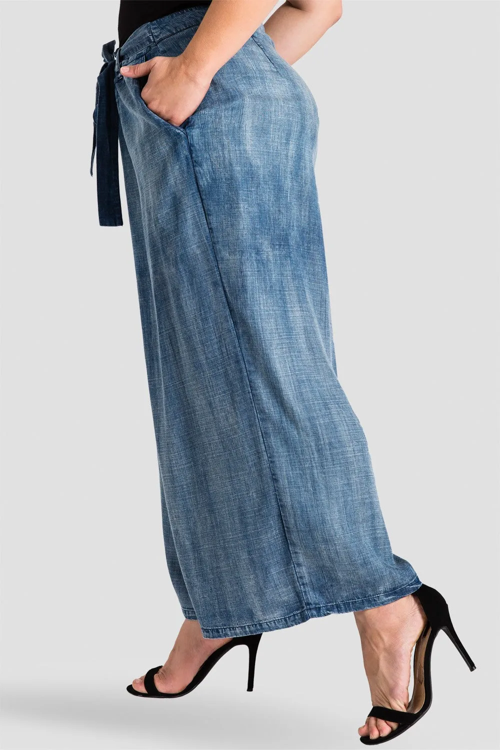 Plus Size Sophi Tencel Denim Cropped Palazzo Pants sold by Standards and Practices product image thumbnail 4