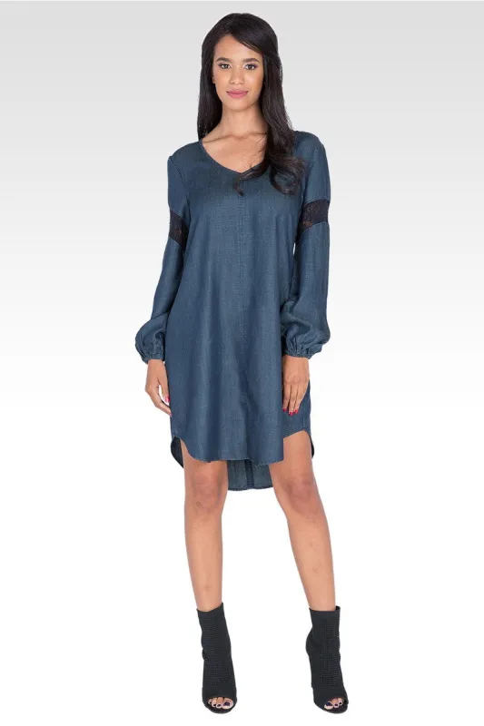 Shelby V-Neck Long-Sleeved Tencel Denim Dress made by Standards and Practices