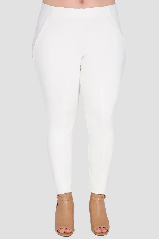 Plus Size Belinda Ivory Ponte Moto Skinny Pants sold by Standards and Practices