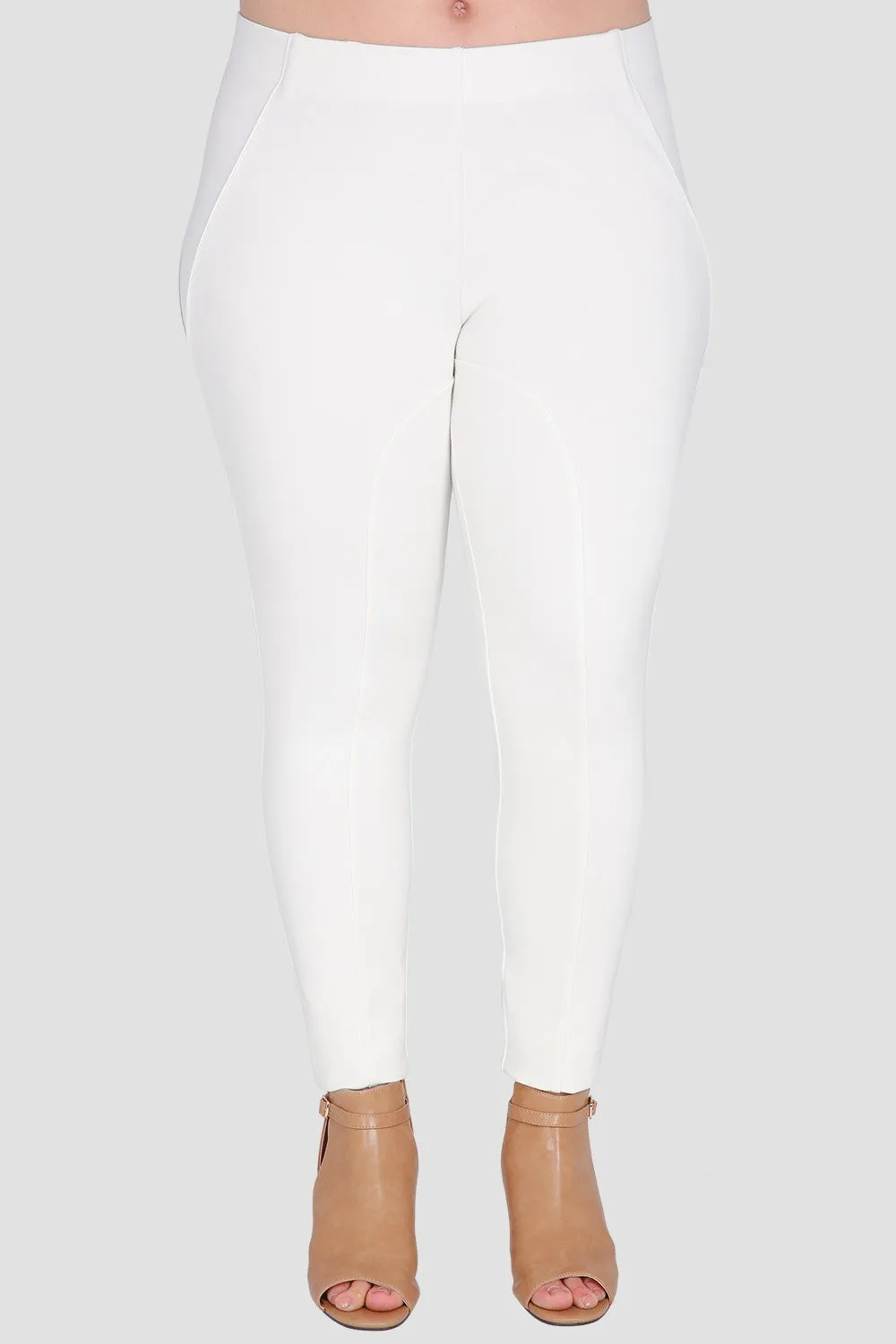 Plus Size Belinda Ivory Ponte Moto Skinny Pants sold by Standards and Practices