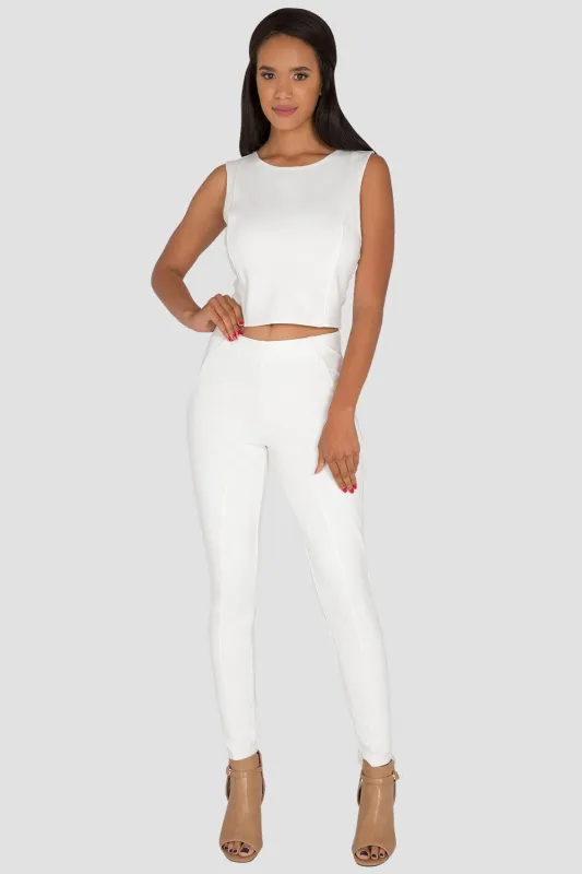 Belinda Ivory Ponte Moto Skinny Pants sold by Standards and Practices