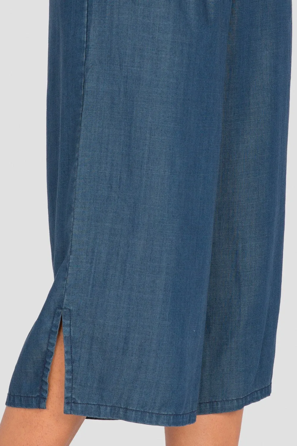 Diana Wide-Leg Cropped Indigo Tencel Denim Palazzo Pants sold by Standards and Practices product image thumbnail 4