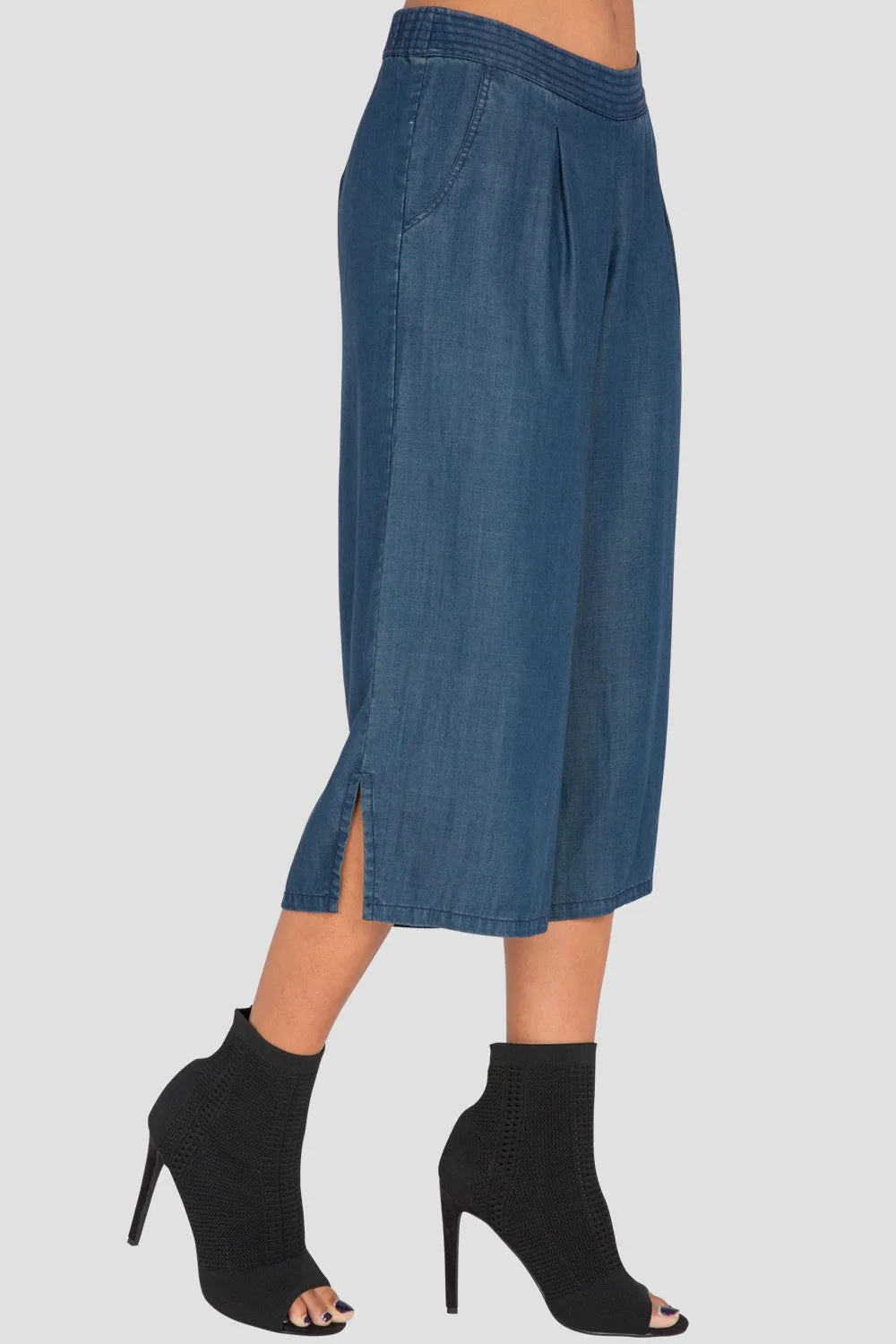 Diana Wide-Leg Cropped Indigo Tencel Denim Palazzo Pants sold by Standards and Practices product image thumbnail 2