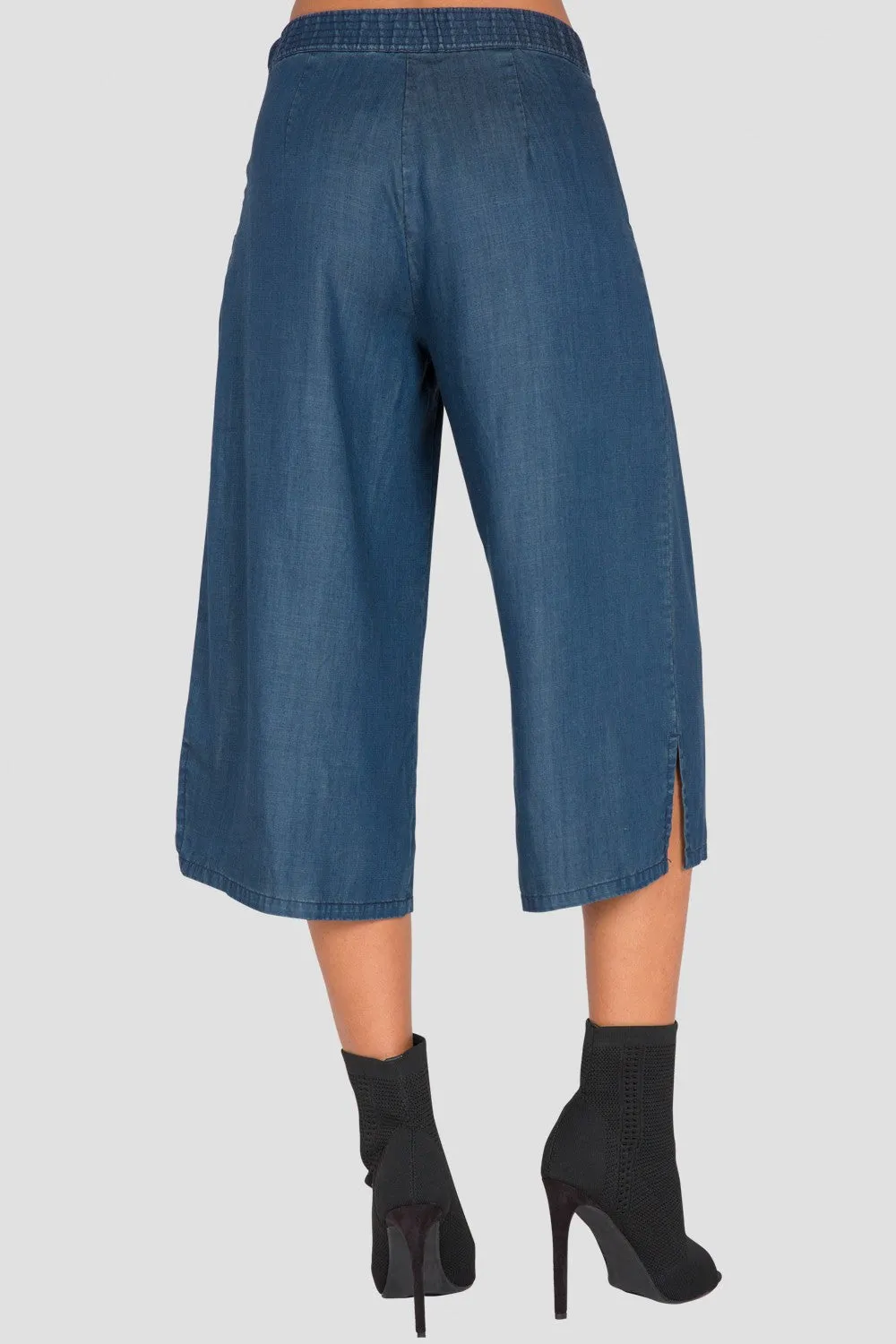 Diana Wide-Leg Cropped Indigo Tencel Denim Palazzo Pants sold by Standards and Practices product image thumbnail 5