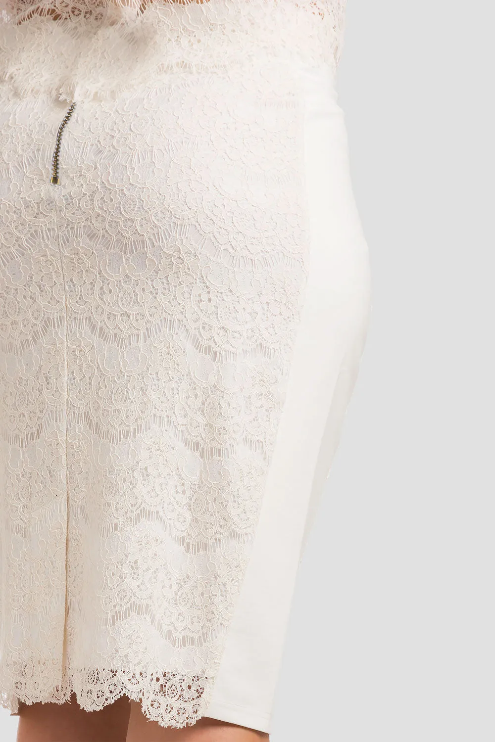 Tori Ivory Pencil Skirt in Ponte and Lace sold by Standards and Practices product image thumbnail 4