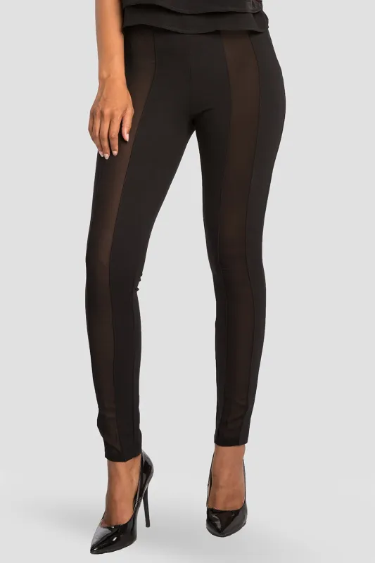 Cindy Black Ponte Legging with Sheer Panel sold by Standards and Practices