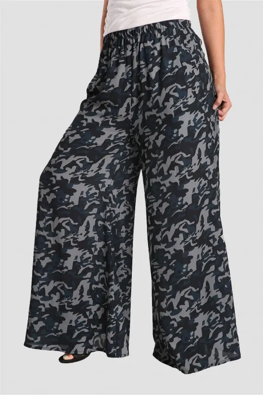 Patricia Woven Chiffon Camo Print Palazzo Pant W Elastic Waist sold by Standards and Practices