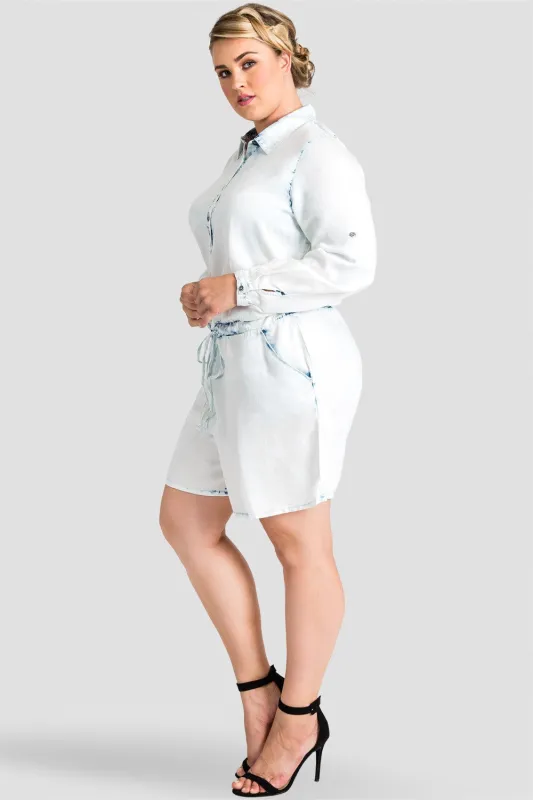 Peggy Bleached Out Tencel Long Sleeved Romper - SP Plus sold by Standards and Practices