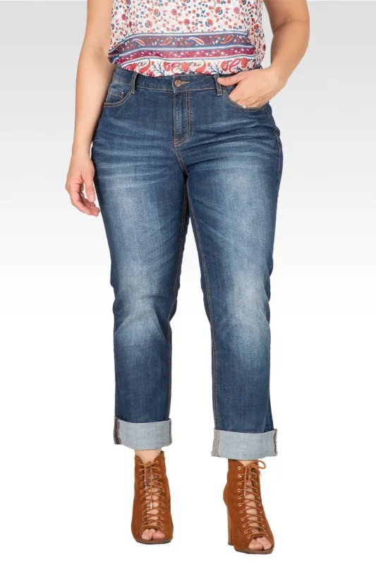 X-Boyfriend Heavy Hand Sand Whisker Detail Rolled Jeans - SP Plus sold by Standards and Practices