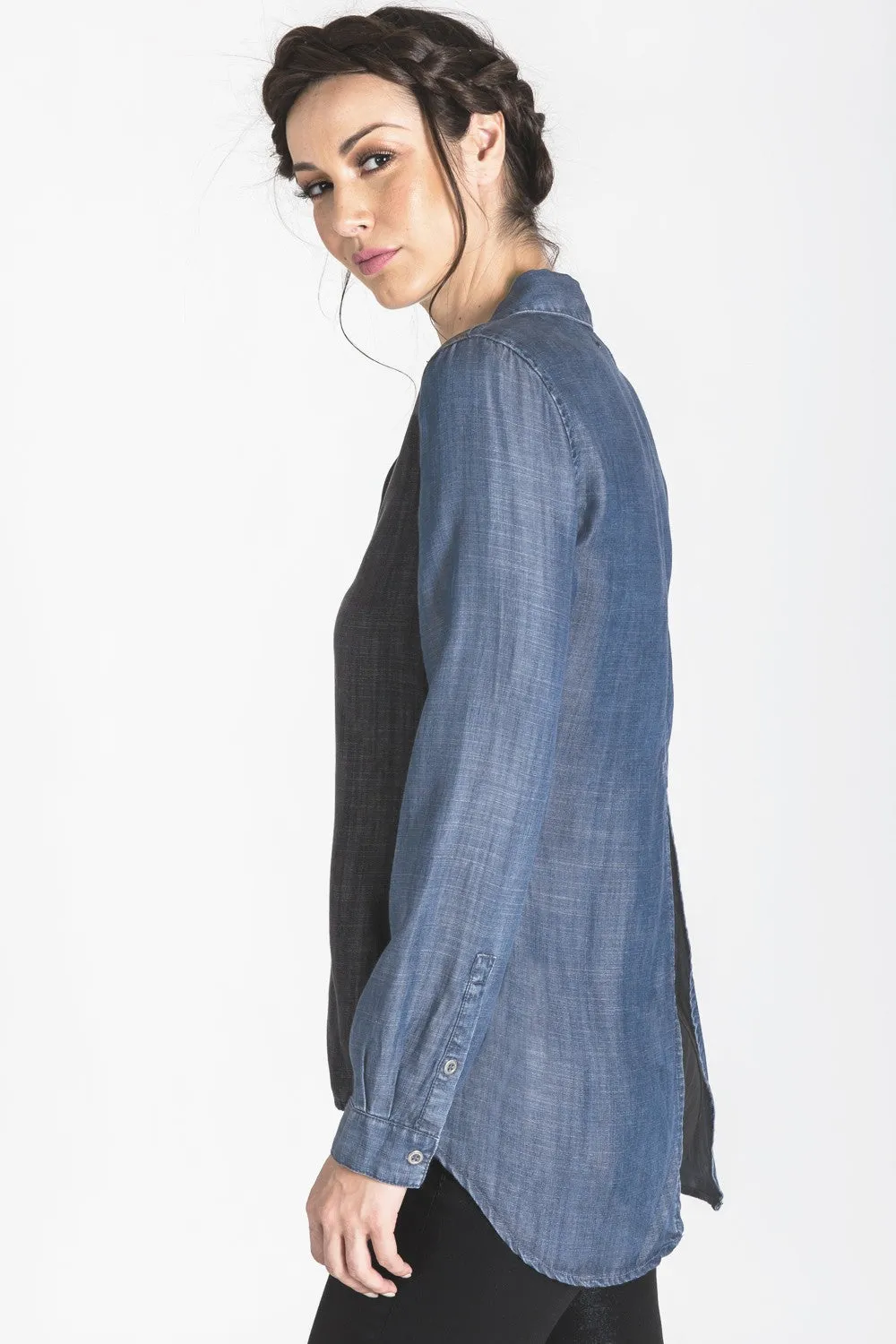 Kristine Dual Tone Tencel Button Down Shirt sold by Standards and Practices product image thumbnail 2