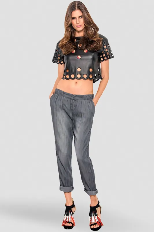 Louise Pleat Front Light Wash Tencel Pants made by Standards and Practices