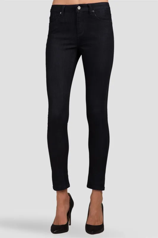 Bardot High Waist Basic Rinsed Denim Knit Ankle Skinny Jeans made by Standards and Practices