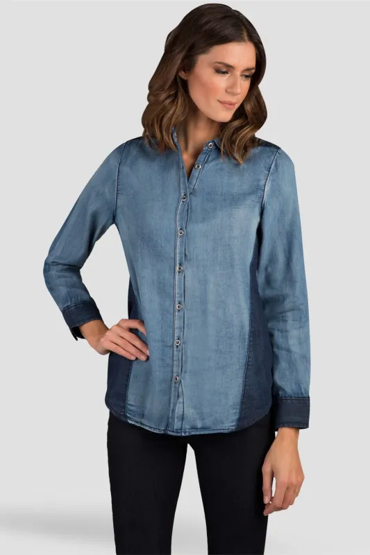 Laney Two Toned Chambray Denim Button Front Shirts sold by Standards and Practices