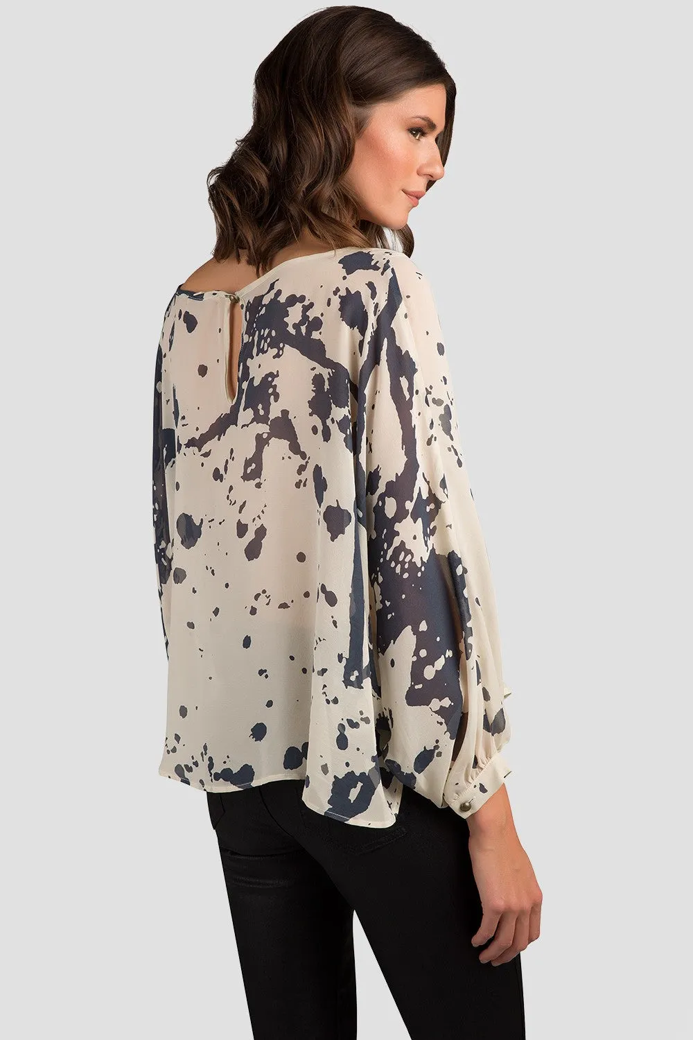 Greta Splatter Printed Bat Wing Silk Blouse sold by Standards and Practices product image thumbnail 5
