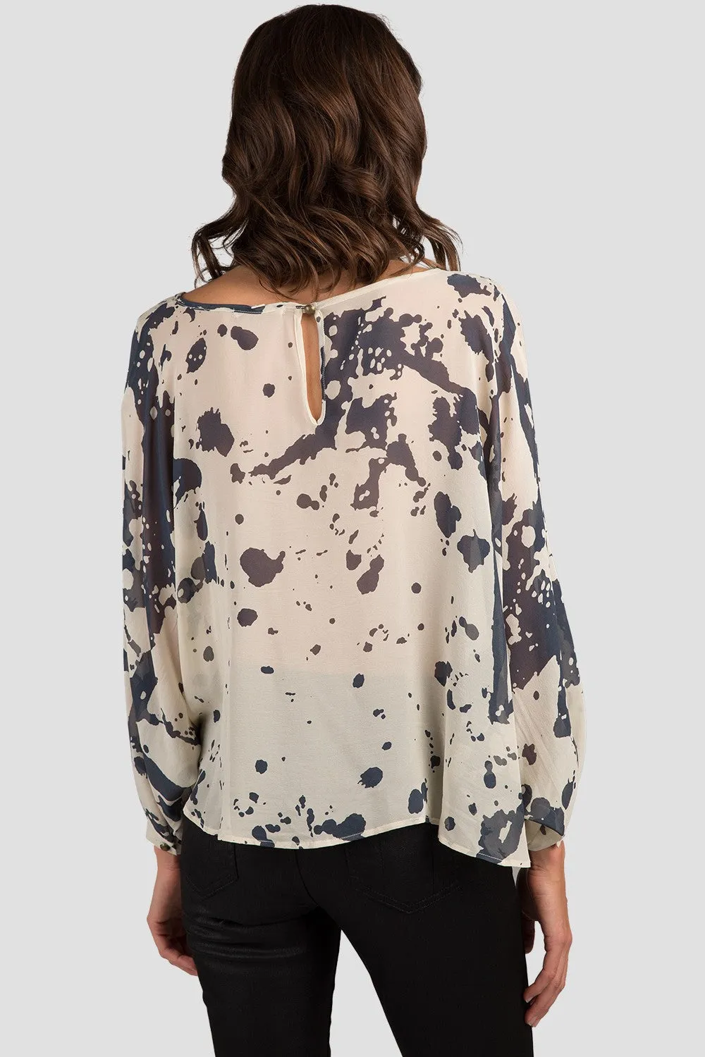 Greta Splatter Printed Bat Wing Silk Blouse sold by Standards and Practices product image thumbnail 4
