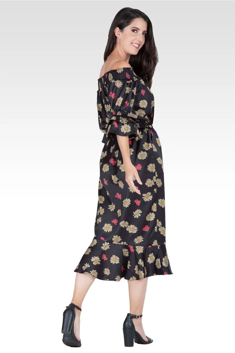 Eudora Women's Floral Print High-End Satin Midi Dress sold by Standards and Practices product image thumbnail 3