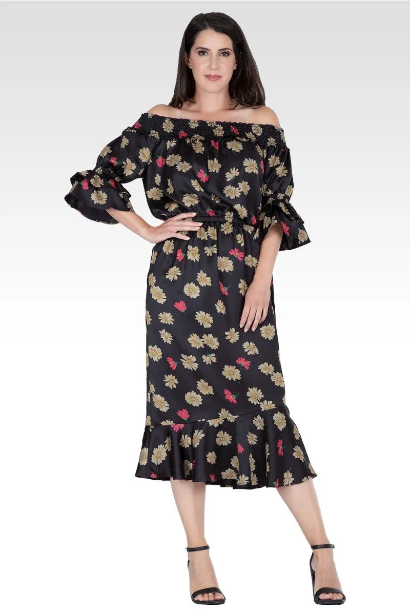 Eudora Women's Floral Print High-End Satin Midi Dress sold by Standards and Practices