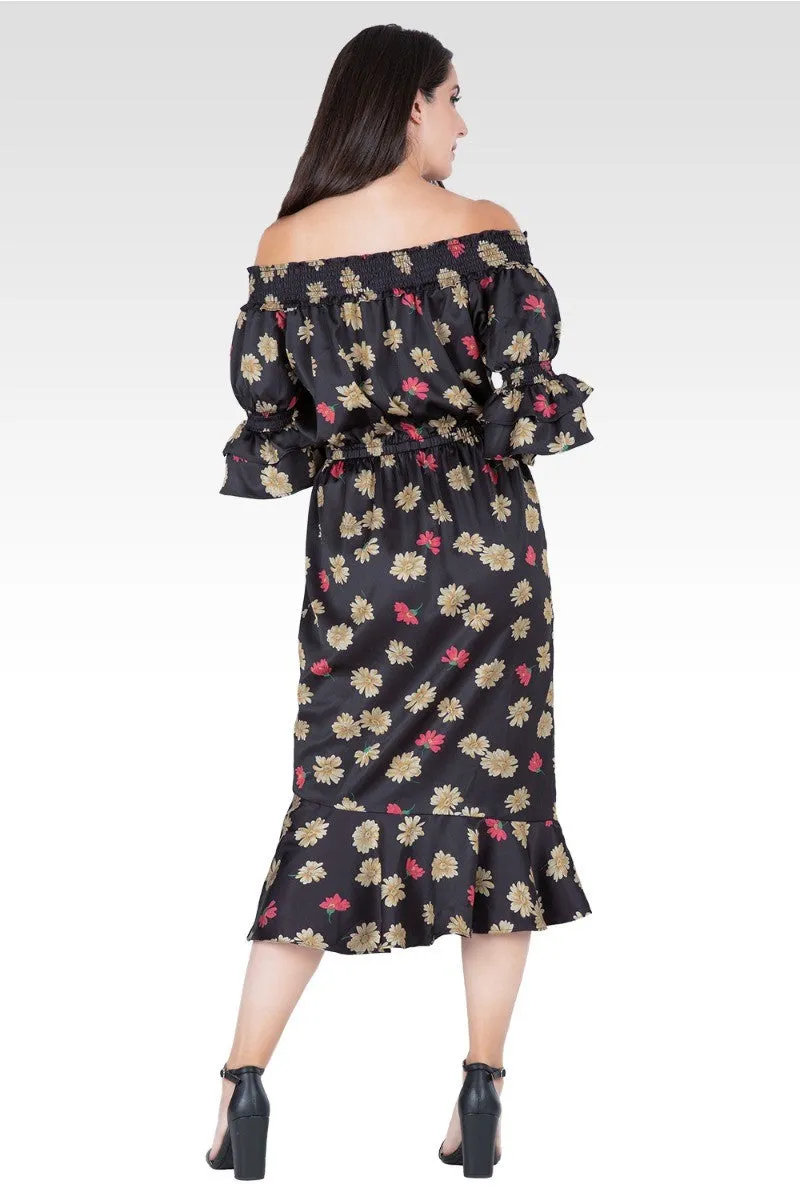 Eudora Women's Floral Print High-End Satin Midi Dress sold by Standards and Practices product image thumbnail 2