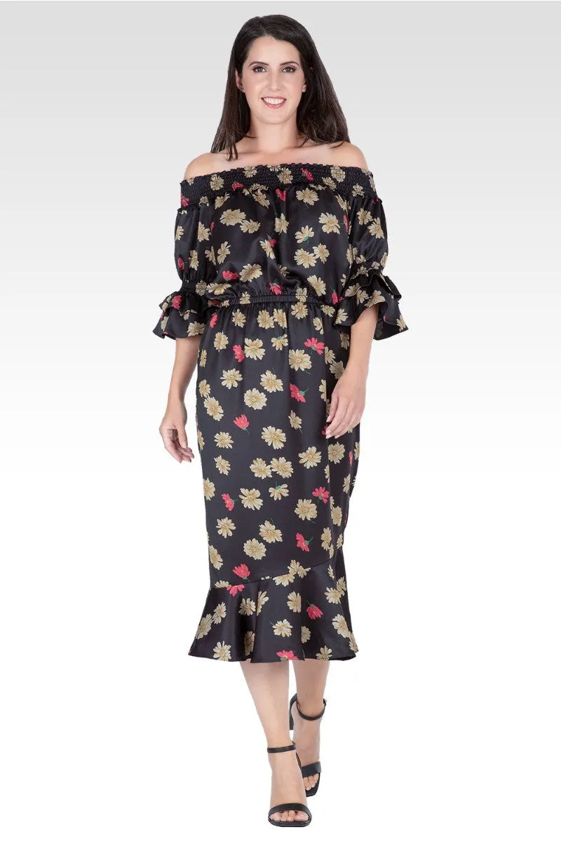 Eudora Women's Floral Print High-End Satin Midi Dress sold by Standards and Practices product image thumbnail 4