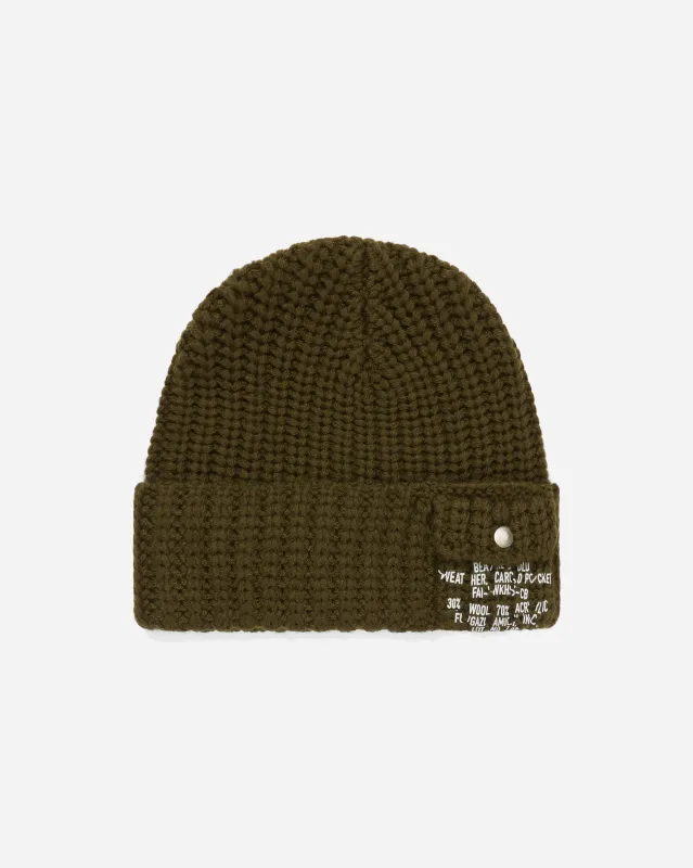 Cargo Knit Beanie Olive sold by FUGAZI