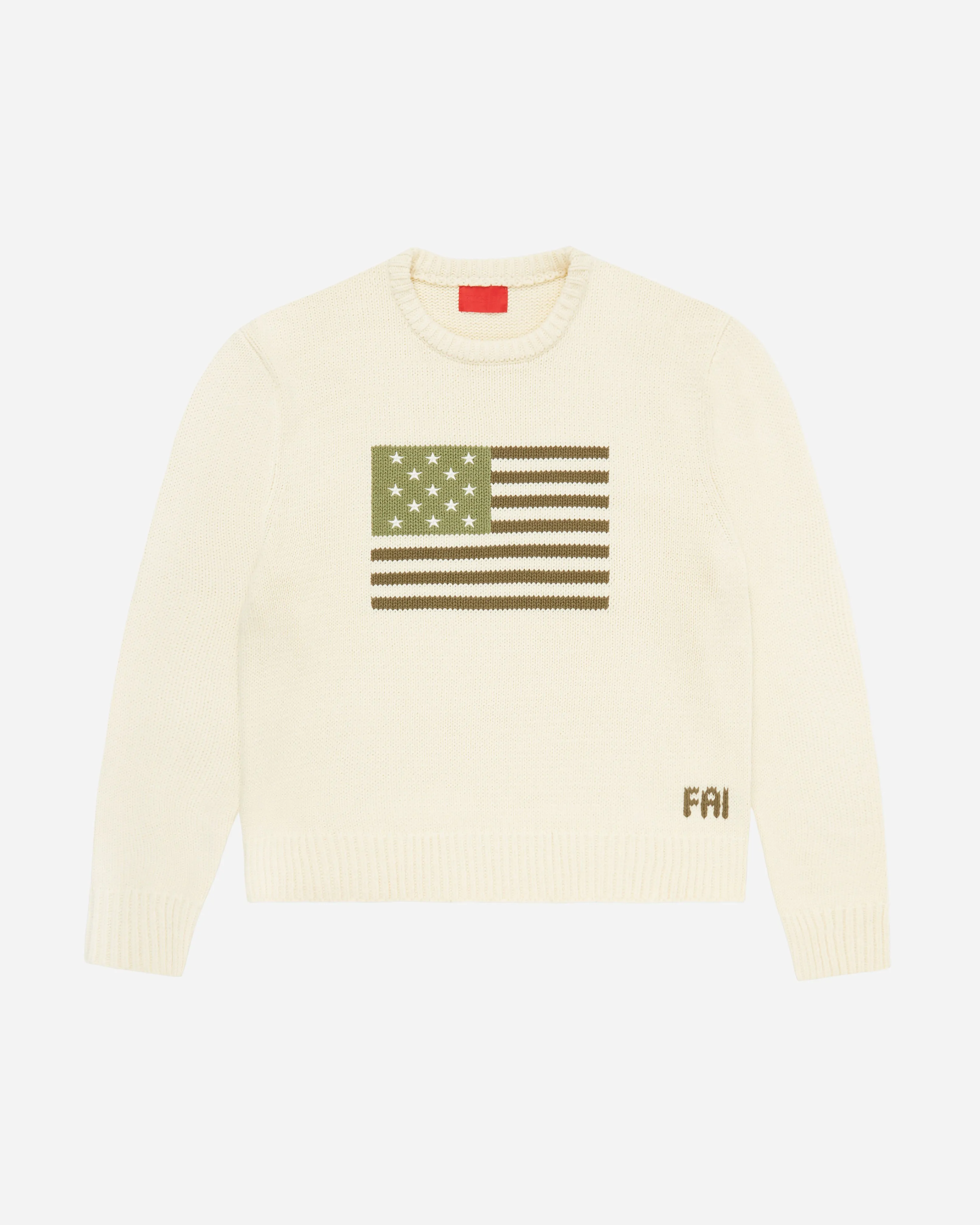 Big Green Flag Knit Sweater Cream sold by FUGAZI