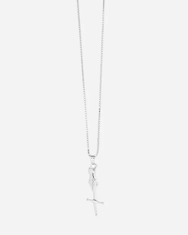 Hand & Dagger Necklace White Gold sold by FUGAZI
