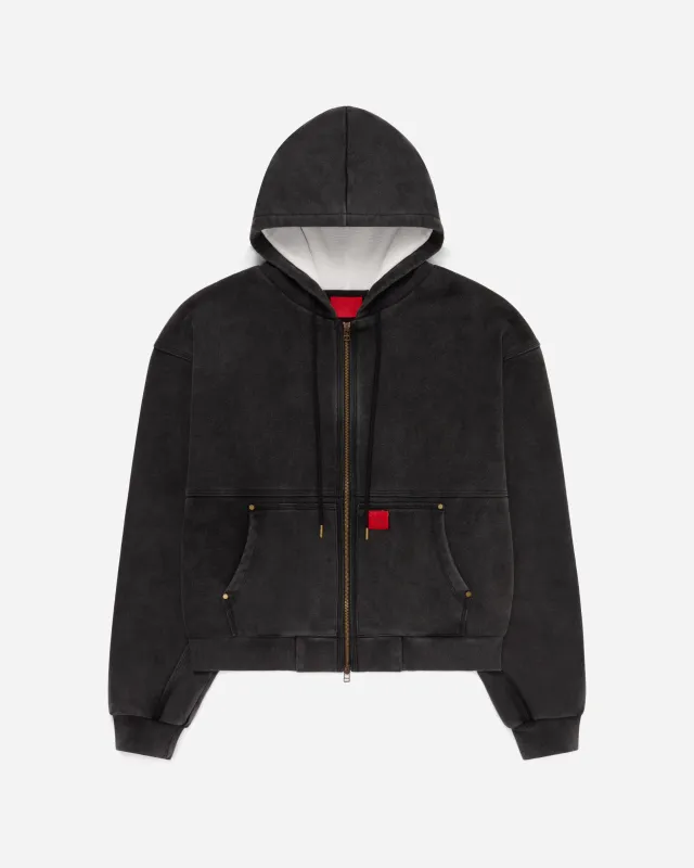 Super Duty Zip Hoodie Washed Black sold by FUGAZI