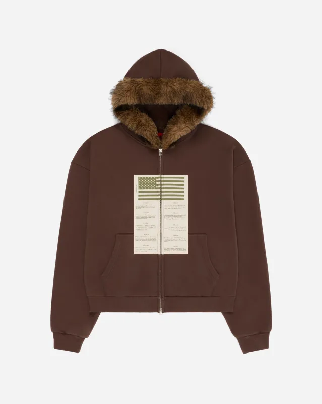 Blood Chit Hoodie Brown made by FUGAZI