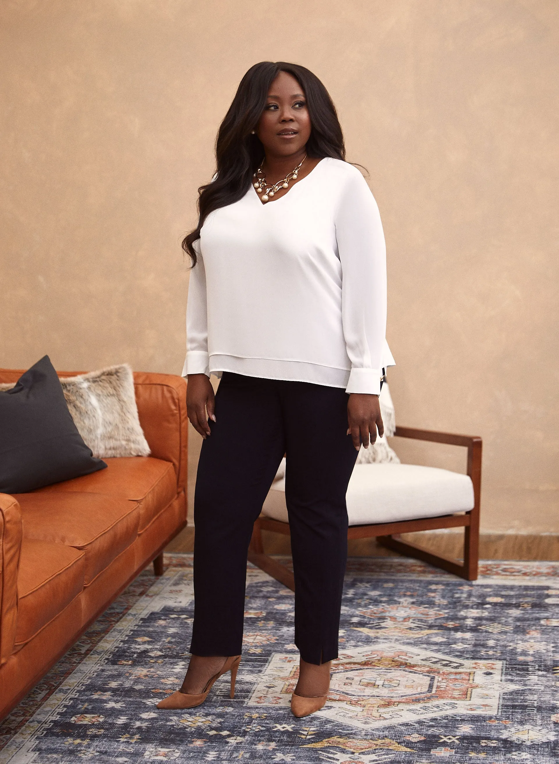 Double Layer V-Neck Blouse sold by Laura product image thumbnail 4