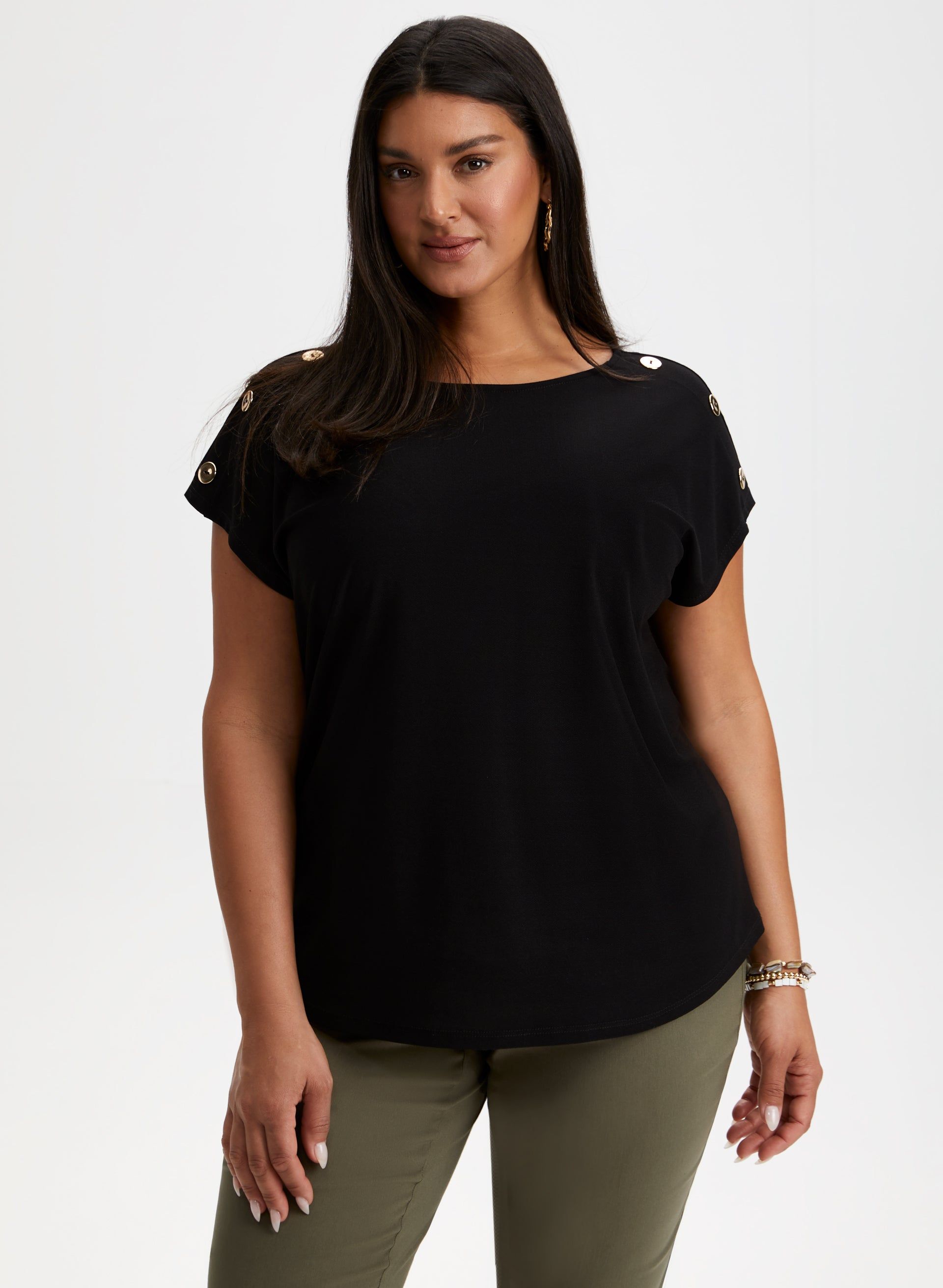 Button Detail Short Sleeve Top sold by Laura product image thumbnail 5