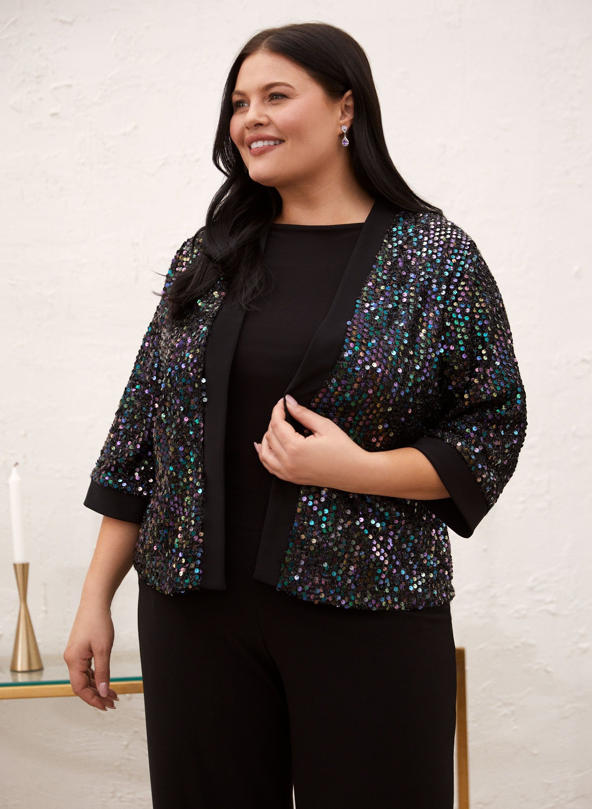 Sequin Open Front Top sold by Laura