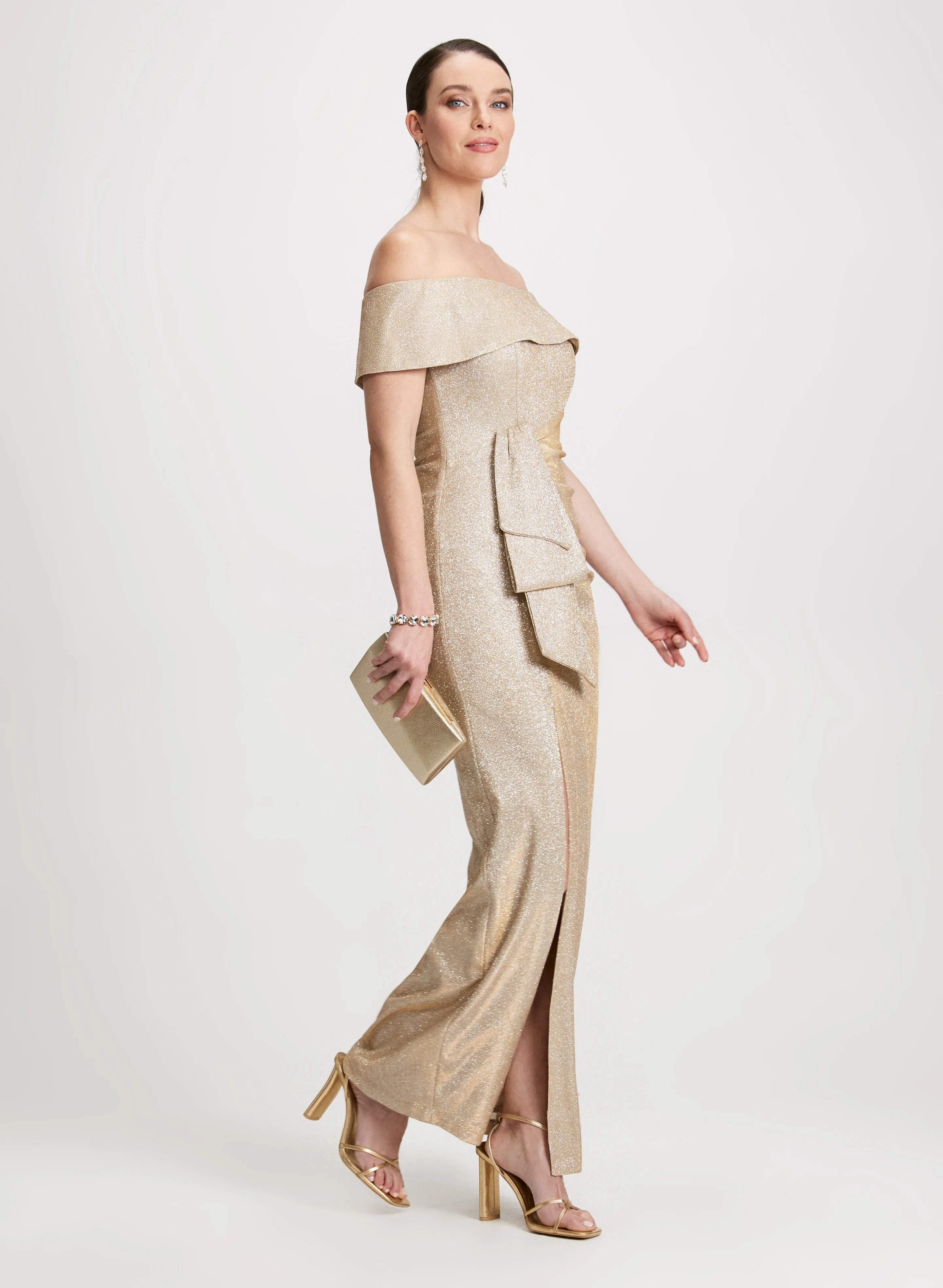 Metallic Off-the-Shoulder Evening Dress sold by Laura product image thumbnail 3