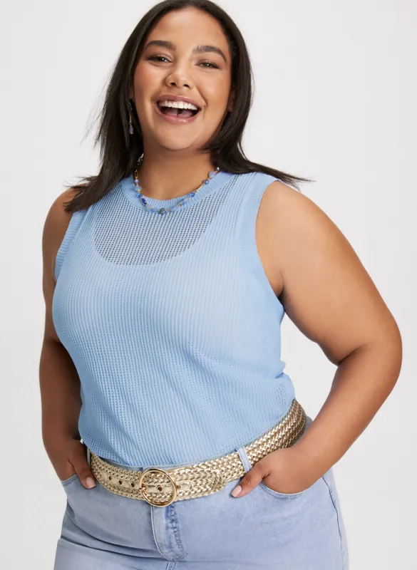 Sleeveless Open Knit Top sold by Laura