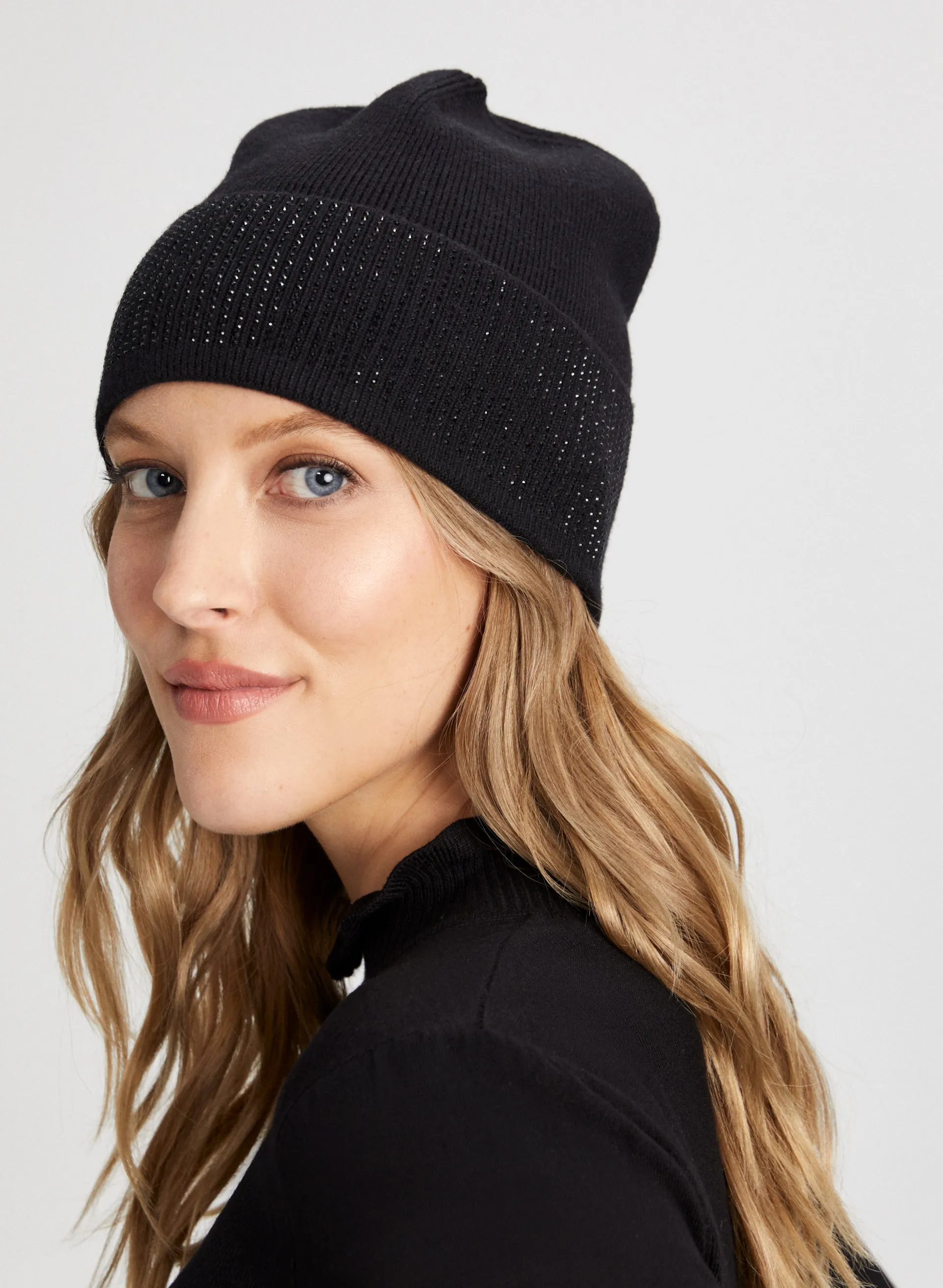 Rhinestone Cuff Pompom Hat sold by Laura product image thumbnail 2