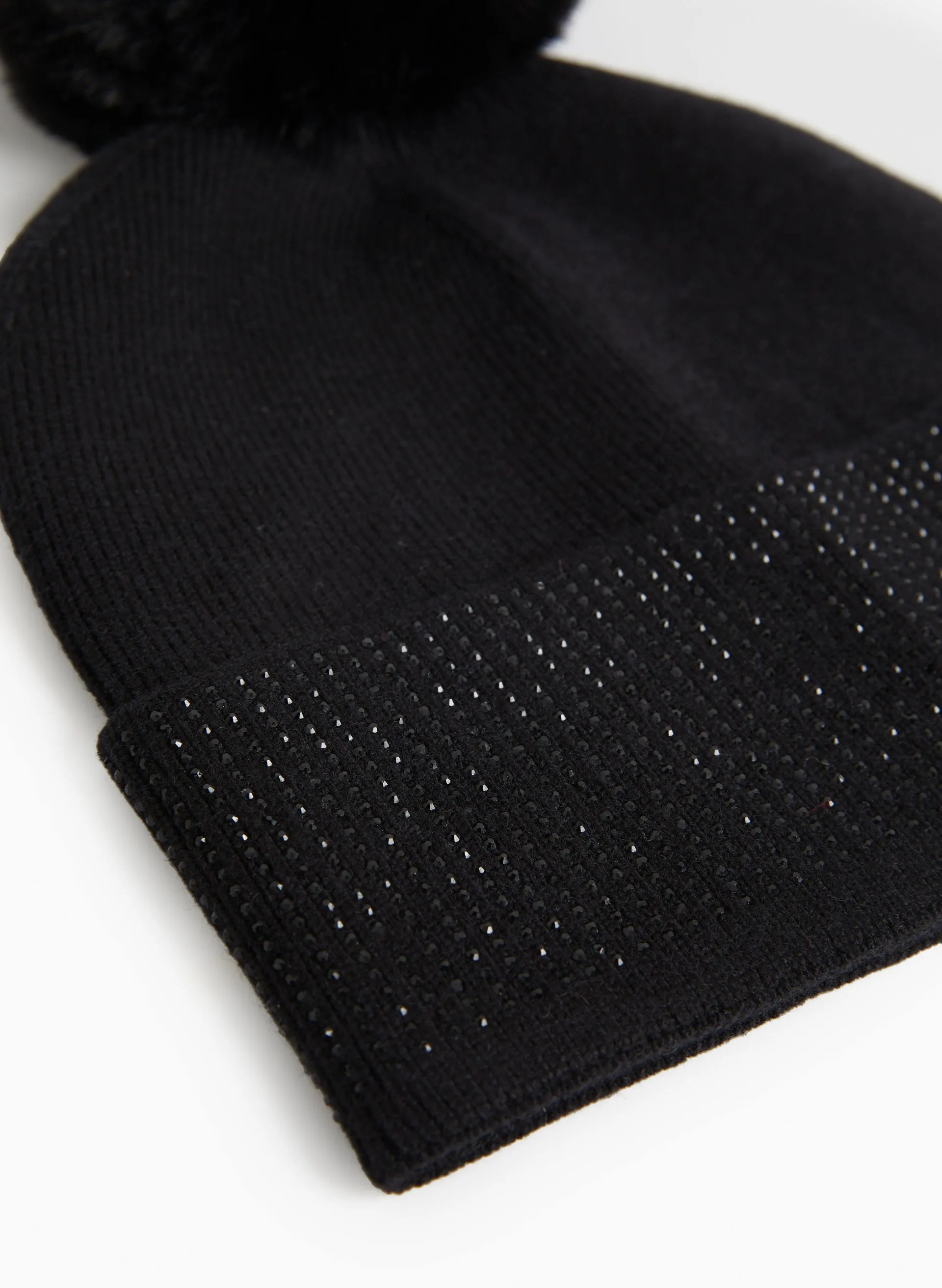 Rhinestone Cuff Pompom Hat sold by Laura product image thumbnail 3