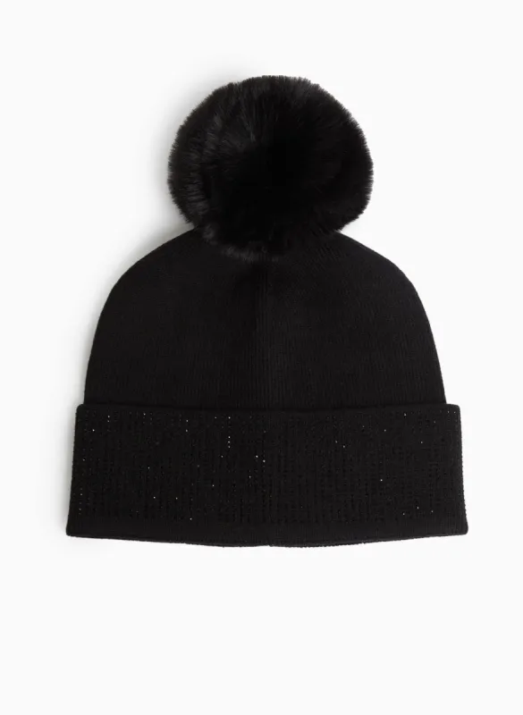 Rhinestone Cuff Pompom Hat sold by Laura