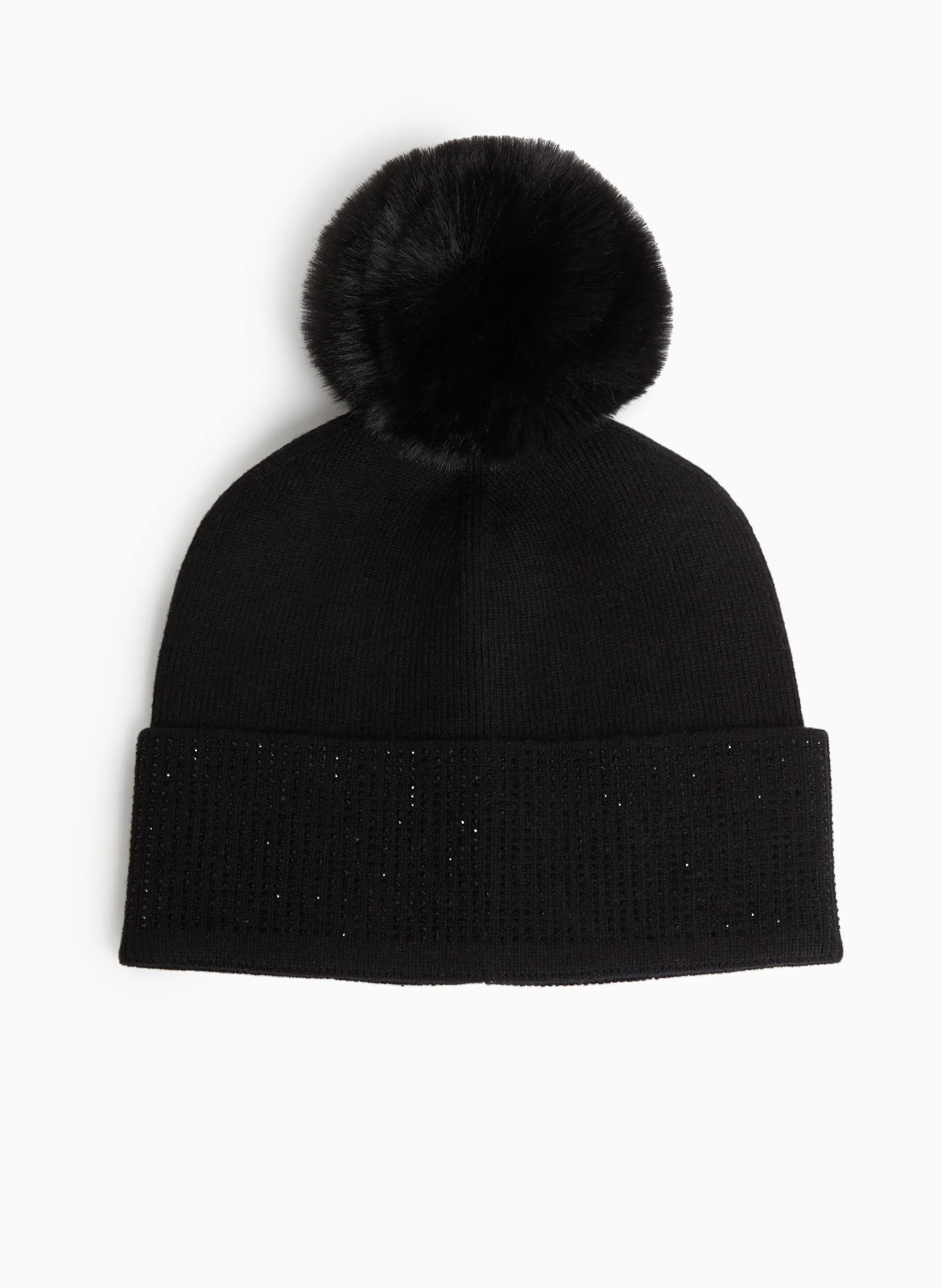 Rhinestone Cuff Pompom Hat sold by Laura