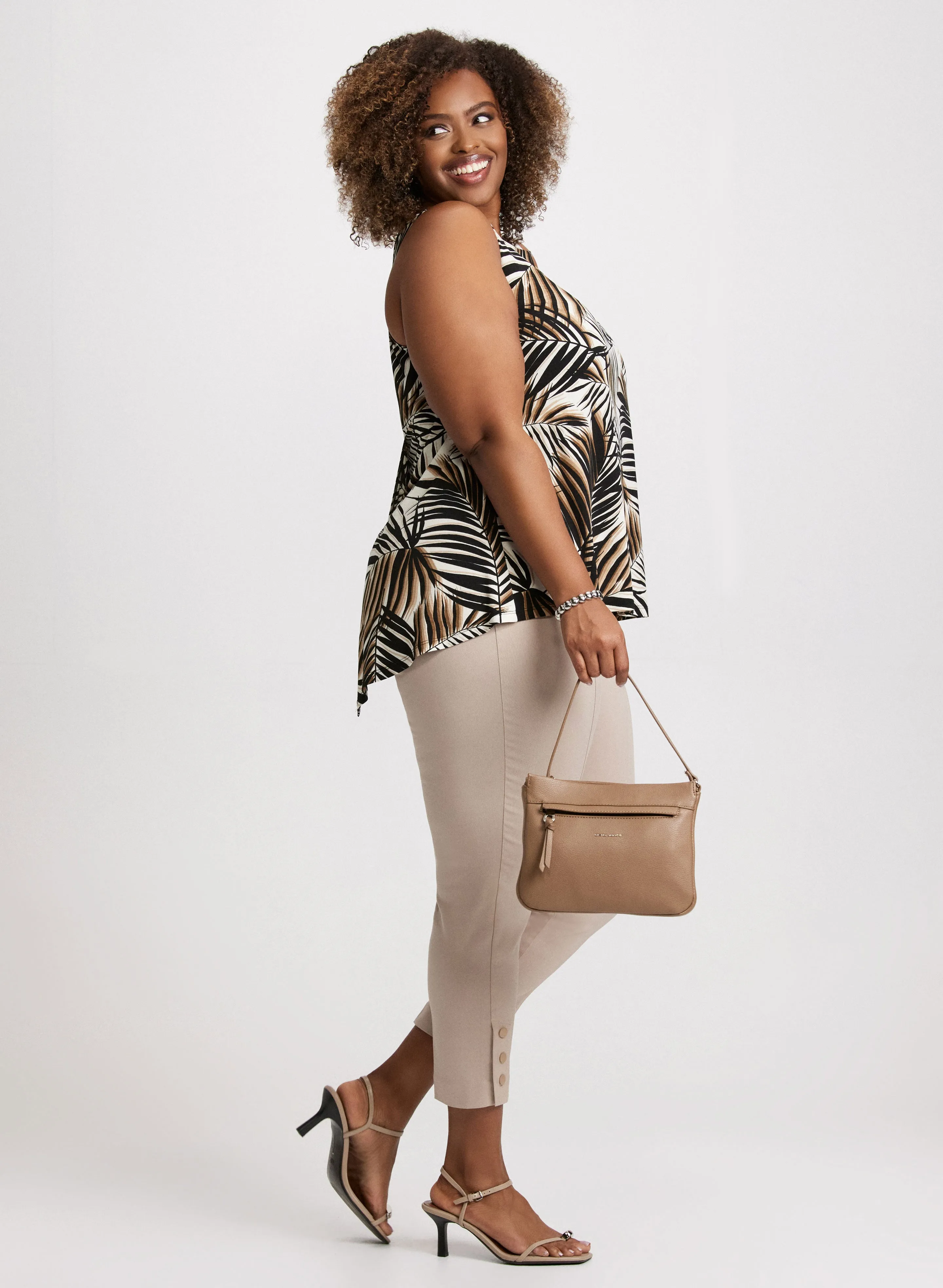 Leaf Print A-Line Top & Pull-On Bengaline Pants sold by Laura