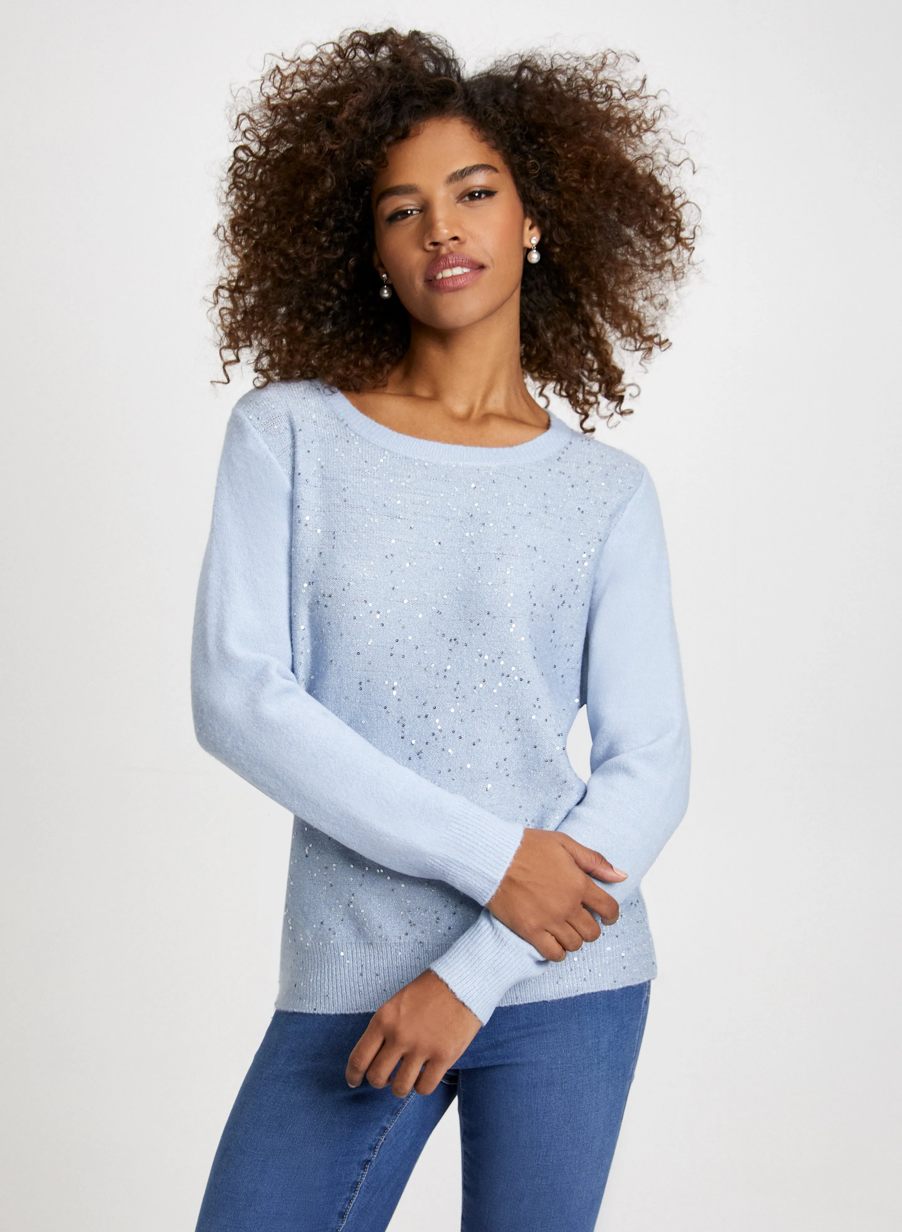 Mini Sequin Crew Neck Sweater sold by Laura