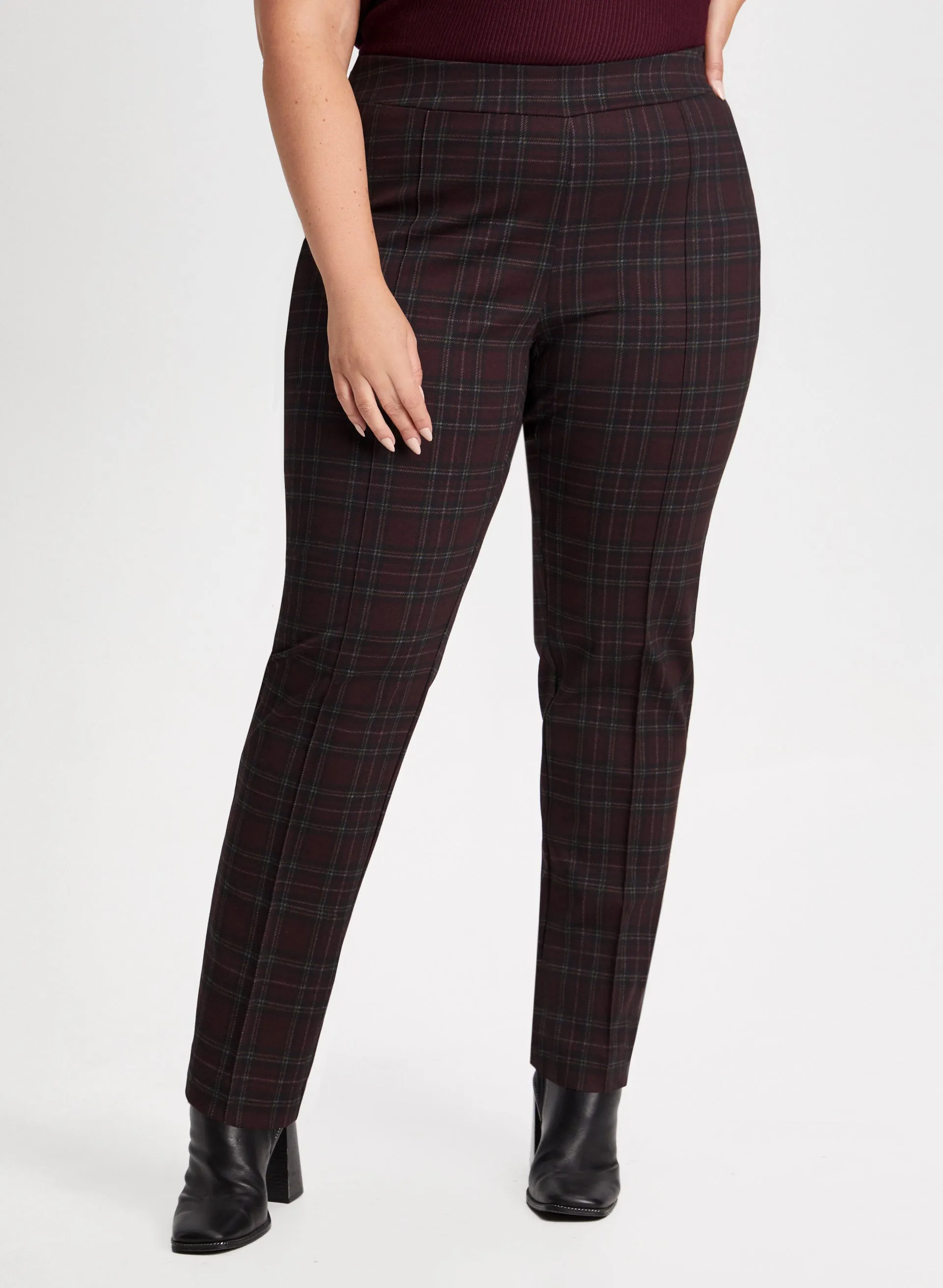 Pull-On Plaid Motif Pants sold by Laura