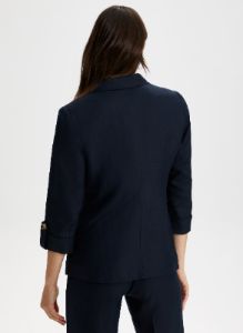 Linen Blend Notch Collar Blazer sold by Laura