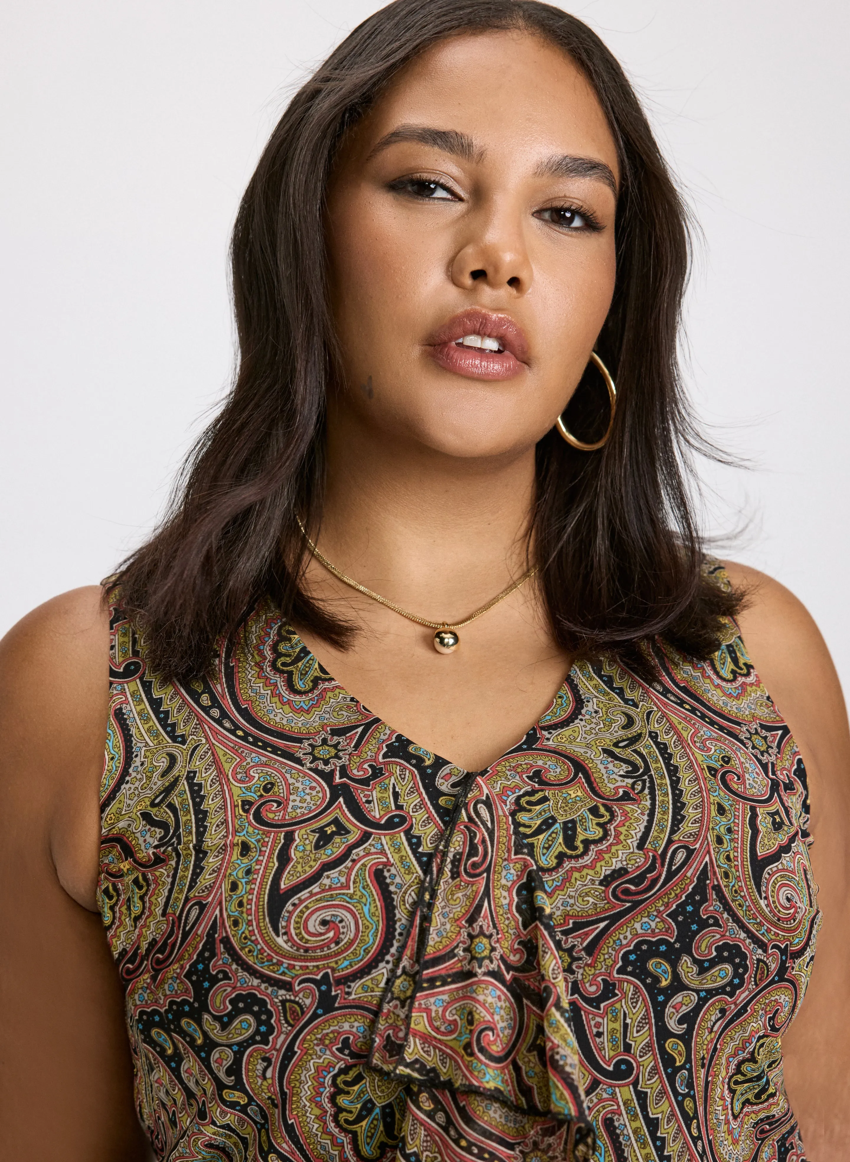 Paisley Print Ruffle Tank Top sold by Laura product image thumbnail 2