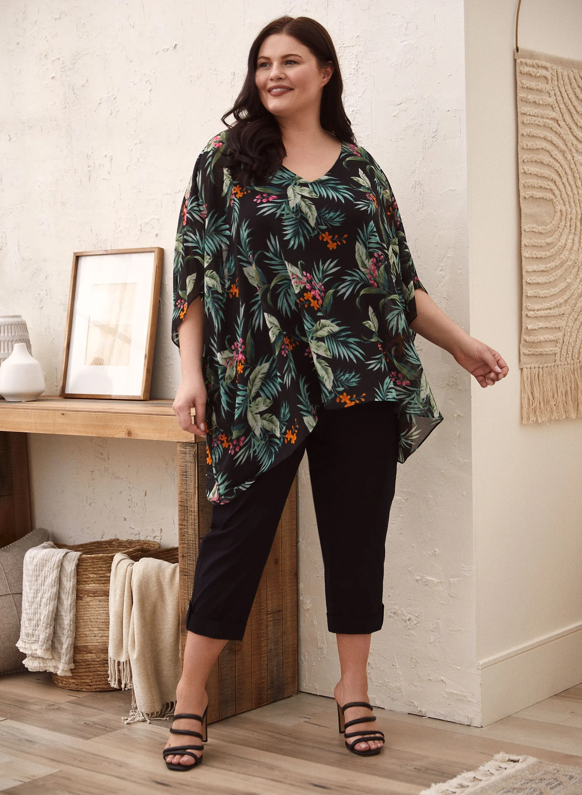 Tropical Print Chiffon Poncho Top sold by Laura product image thumbnail 4