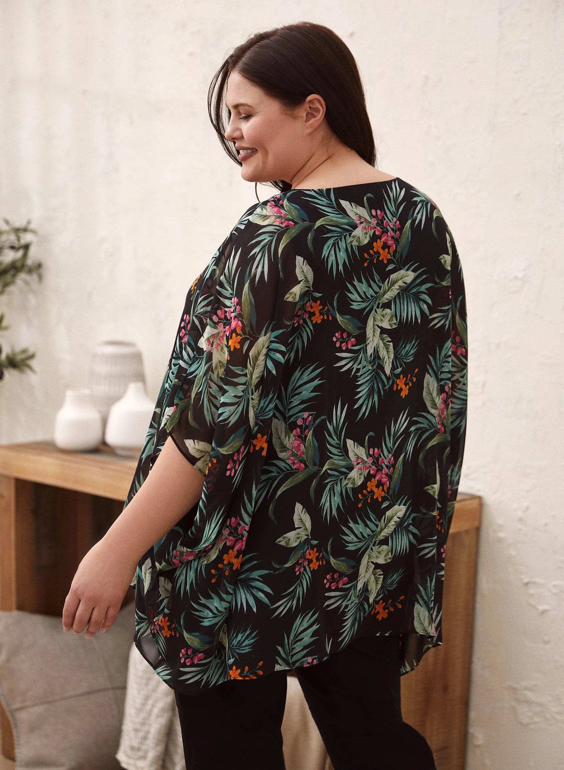 Tropical Print Chiffon Poncho Top sold by Laura product image thumbnail 5