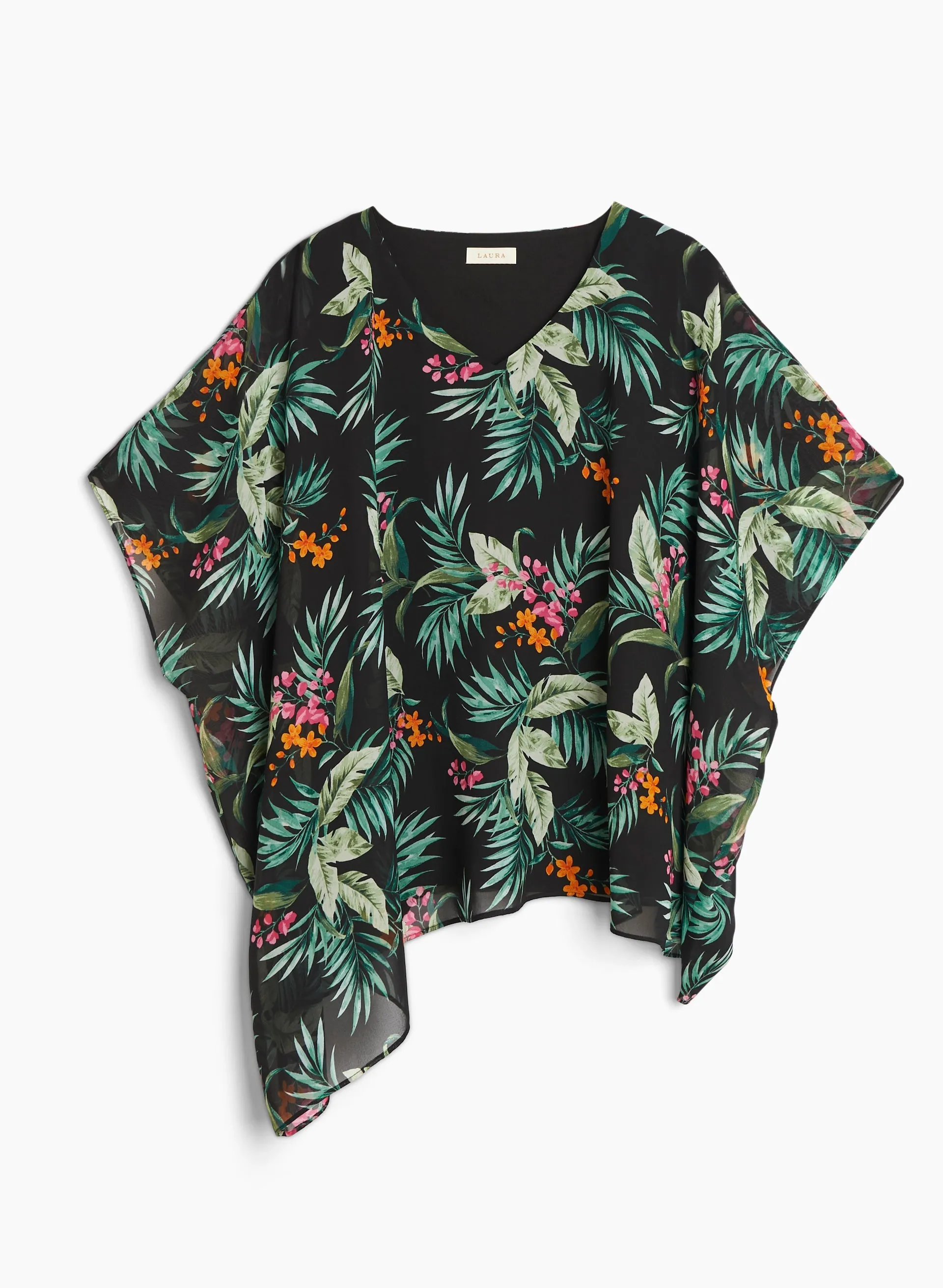 Tropical Print Chiffon Poncho Top sold by Laura product image thumbnail 2