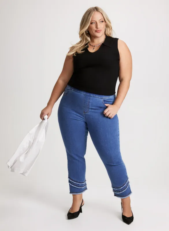 Ribbed Sleeveless Polo & Button Tab Detail Pull-On Pants sold by Laura