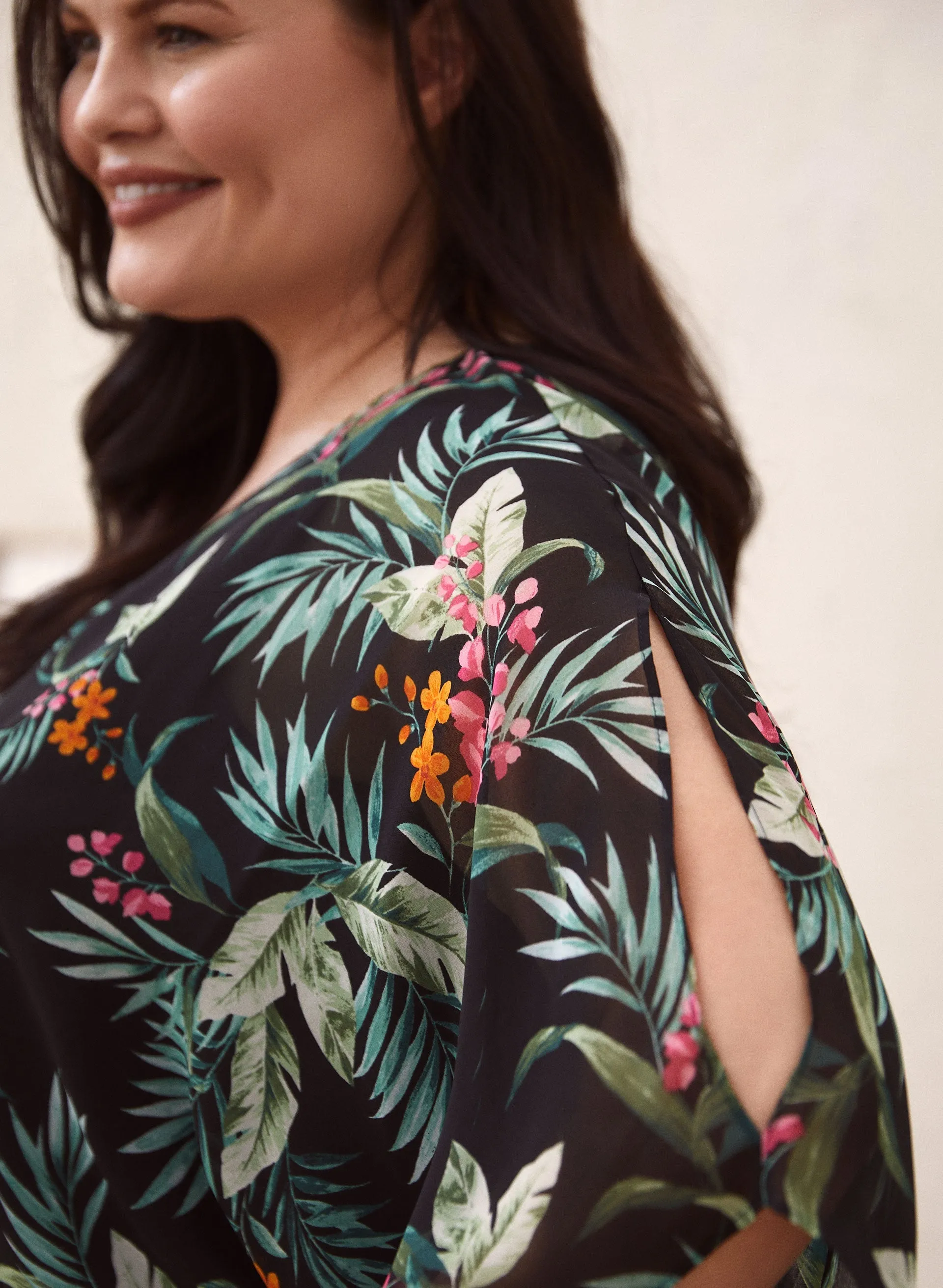 Tropical Print Chiffon Poncho Top sold by Laura product image thumbnail 3